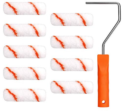 Rouleau de Peinture Kit Brosse Pinceau Mini en Mousse Décoration Murale Plafond Maison 10 Pièces