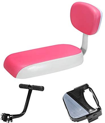 HJGHY Bicicletta Cuscino Sedile Posteriore Maniglia Set Poggiapiedi Ragazzo Seggiolino Bici Sedile di Sicurezza per Accessori per Biciclette,Rosa