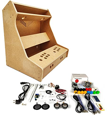 TALENTEC Kit DIY pour machine de loisirs de bureau de 24 en bois MDF + méthacrylate acrylique + composants. Boutons de 30 mm et joystick de type japonais