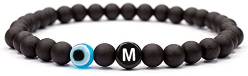 Milosa Armband Männer Perlen Buchstabe Böser Blick, Armband Nazar Auge, Evil Eye - Geschenk für Männer, Buchstabe M