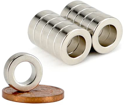 Neodym Magnet Ringmagnete - Magnet Mit Loch Bohrung 6mm - Runder Ring Magnet 10mm x 3mm Scheiben Magnete Stark - Flach Rund - Magnetring Stark [10 Stück]