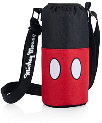 PICNIC TIME Disney Mickey Mouse Shorts Shorts Bottle Cooler, Water Bottle Holder, Insulated Water Bottle Cooler Bag, Bottle Koozie, (Black with Red Pattern)