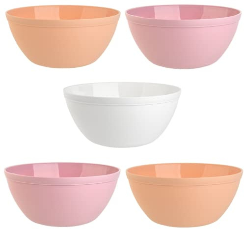 Engelland 5er Set Schalen Müslischalen Dessertschalen Salatschale Suppenschale Reisschale Bowl bunt aus Kunststoff BPA-frei groß 900 ml