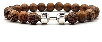 KARDINAL WEIST Hantel Holz Perlen Armband,Live Lift Yoga Bodybuilding Schmuck für Damen und Herren, Ruhe - Anti Stress - Energie (Silber, XS)