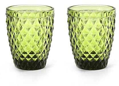 Set 6 bicchieri bichiere acqua 250 ml in vetro colore verde 10 cm GIN-820526