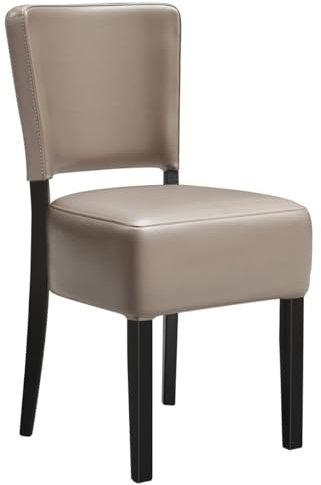 GGMMÖBEL 2-er Set Luca Steel | Bistrostuhl | Taupe | Leder | Gestell: Stahl/Schwarz | Sitzhöhe: 49cm | Tragfähigkeit: 250kg