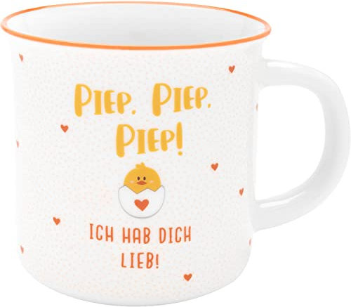 GRUSS & CO Tasse Motiv Piep | Kaffeetasse, New Bone China, 35 cl, Tasse mit Spruch | Geschenk, Geburtstag, Ostern | 48036