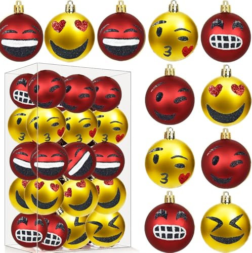 Weihnachtskugeln Weihnachtsbaumschmuck-Set,30Stück 60mm Kunststoff Weihnachtsbaumkugeln mit Aufhänger Weihnachtsbaum für Weihnachten Hochzeit Party (Yellow)