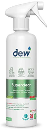 DEW Superclean Mango & Passion Fruit 500ml: Refillable Eco Friendly Antibacterial Kitchen Spray | All Purpose Rinse Free Cleaner Ideal For Multi Surfaces including Granite Worktops to Carpet