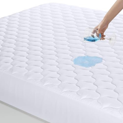 Utopia Bedding Gesteppte wasserdichte Matratzenauflage 160 x 200 cm, Matratzenauflage, Wasserdichter Matratzenschoner, Dehnbar Auf 30 cm (weiß)