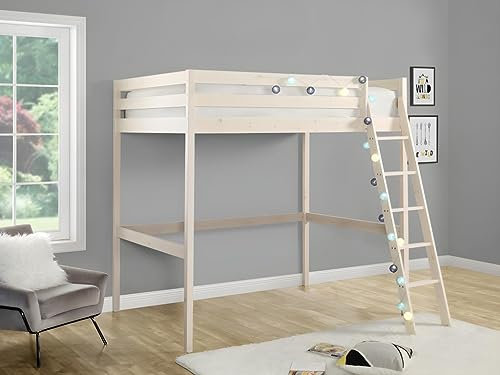 Vente-unique-Hochbett - 140 x 190 cm - Kiefer massiv - Geweißt - Gedeon II