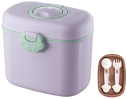 SONARIN Dispenser per Latte in Polvere,550ml Contenitore Latte in Polvere Ermetico Portatile Dosatore Latte in Polvere Viaggio Dispenser per Alimenti con Cucchiaio & Forchetta(Viola)