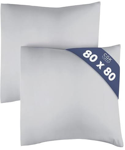 Kissenbezug 80x80 Hellgrau - Kissenbezüge 80x80 2er Set - Kopfkissen 80x80 Bezug aus hochwertiger Mikrofaser - Weiche, Bequeme, maschinenwaschbare Kissenhülle - Kopfkissenbezug 80x80 2 Pack