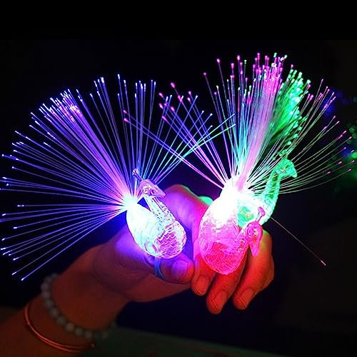 Leuchtender Haarreif, Kinderspielzeug, Kopfgarn, Bommelball für Konzert, Geburtstag, Party, Meer, Pool, Karneval, Party, Pfauen-Fingerlicht (gemischte Farbe), 2 Stück