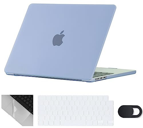 Se7enline Compatible with 15 MacBook Air Case M4 M3 M2 2025 2024 2023 for A2941/A3114/A3241 Laptop Hard Shell Case with Keyboard Protective Cover & Webcam Cover & Trackpad Protector,Sierra Blue