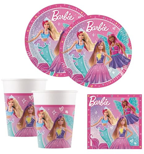 Procos - Set de fête Barbie Fantasy, set de décoration multi-pièces pour anniversaire d'enfant et fête d'été, décoration de table, décoration d'anniversaire
