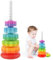 TNSLAND Regenbogen Drehturm Stapelspielzeug Regenbogenturm Stapelspiele Mini Spinnendes Stapelspielzeug Regenbogen-Stapelringe sensorisches Spin-Getriebe-Stapelspielzeug