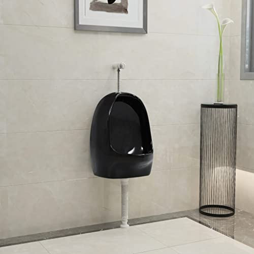 Homgoday Keramik-Wandurinal mit Spülventil, Schwarz, 39x86,5x100 cm - Einfach zu installieren Model143988