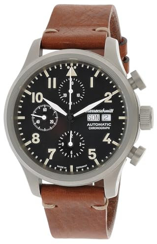 Messerschmitt Herren-Fliegeruhr Automatik Chronograph mit Lederband ME-3H214