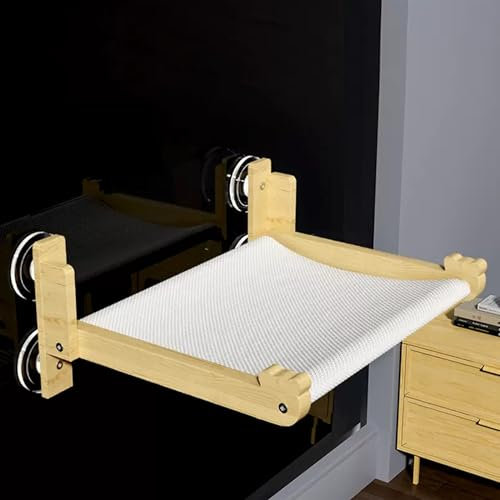 DELURA Cat Window Perch Hammock Cordless Kitty Sunny Bed Seat Window Sill Shelf for Inside Cats Small Foldable Lounger with 4 Strong Suction Cups Holds Up to 30lbs