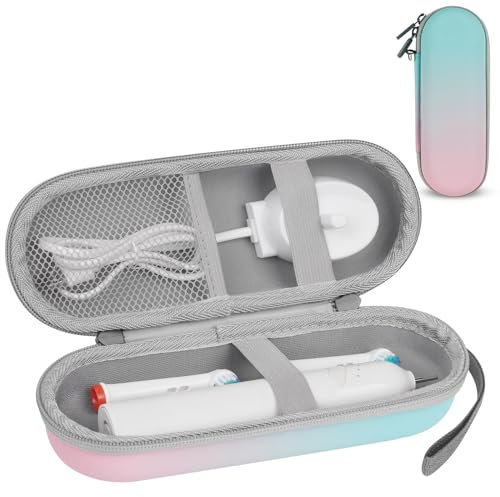 LOPHE Zahnbürsten Etui für Elektrische Zahnbürste, Tragbare Reiseetui mit Zubehör, Travel Essentials (Farbverlauf Blau-Rosa)