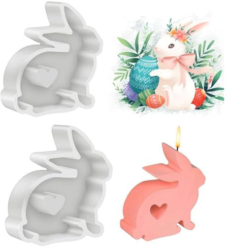 Bogoro Osterhase Silikonform kerzenhalter 2 Stück Ostern Kaninchen Silikonformen Gießformen Osterhase Silikonform Gips Für DIY Seife, Kerzen, Ostergeschenke