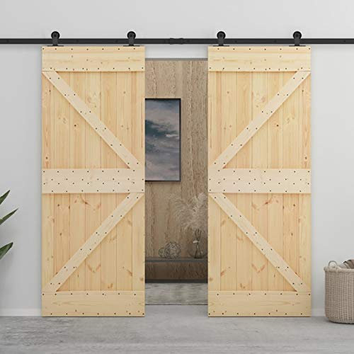 IKAYAA Schiebetür Holz 80 x 210 cm Rustikal