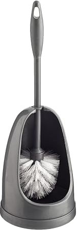 HOMESHOPA Grey Toilet Bowl Brush & Holder, Strong Plastic Handle & Stiff Bristles for Deep Cleaning, Free Standing Quick Drying Holder, Bathroom Cleaning Accessories