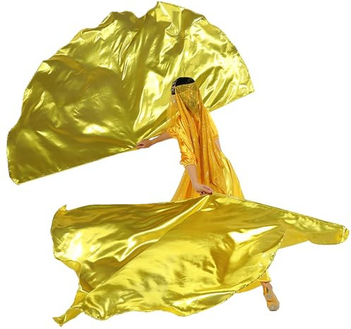 MUNAFIE Lot de 2 drapeaux d'adoration - En demi-cercle - Avec hampe flexible - Pour spectacle de danse - Église - Doré