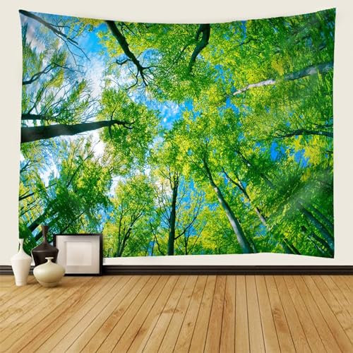 Mesnt Wandteppich XXL Wald, Blauer Himmel und Baum Tapisserie Wandbehang für Wohnzimmer Schlafzimmer Wohnheim Wanddeko, 350x256cm