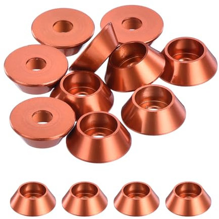 sourcing map M3 Kegel-Unterlegscheiben, eloxierte Aluminium-Dichtungen, Cup-Kopf-Unterlegscheibe Dichtung für Schraube RC/FPV/PC/Drohne/mechanisches Zubehör, Modellteile, 10 Stück (orange)