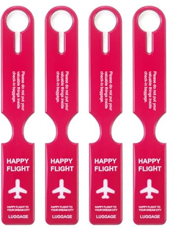 Veki 4 Stück Wasserfeste PVC Kofferanhänger, Gepäckanhänger mit Namensschild Adressschild, Koffer Handtaschen Etiketten, Kreuzfahrt Kofferanhänger für Reisetaschen, Koffer, Rucksäcke (Rot)