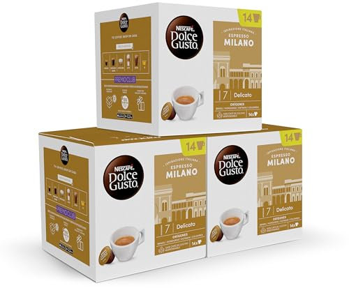 NESCAFÉ Dolce Gusto Café Espresso Milano - Cápsulas de café, 42 cápsulas (3x14) - Originales para cafeteras Dolce Gusto