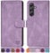 SUANPOT Design for Samsung Galaxy A16 5G Synthetic Cover RFID Blocking Wallet Card Slot Magnetic Cell Phone Holder Leather Case for Samsung A16 Purple Lilac