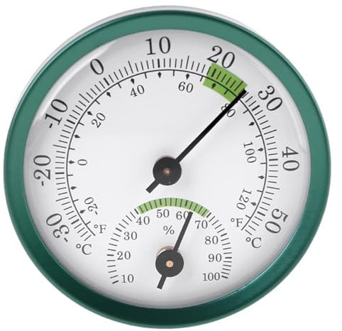 Feuchtigkeits-Hygrometer – Präzises Innen- und Außenthermometer, Feuchtigkeitsmessgerät, wetterfest, ohne Akku, mit großem Display für Gewächshaus, Garten, aber