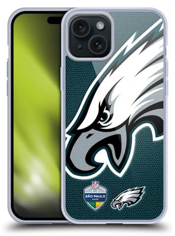 Head Case Designs Offizielle NFL São Paulo Eagles Internationale Spiele 2024 Gelhülle [Militärischer Schutzgrad] Kompatibel Mit Apple iPhone 15 Plus Und Kompatibel Mit MagSafe