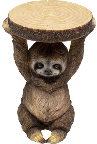 Kare Design Beistelltisch Animal Sloth, Braun, 22 cm Durchmesser, Faultier Motiv, Tiermotiv, Wohnzimmertisch, Sofatisch, Couchtisch, Nachttisch, Betttisch