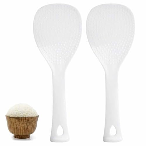 2 Piece Silicone Cooking Rice Spoon，Non-Stick Rice Paddle Heat Resistant Dishwasher Safe for Rice Rice Cookers Mashed Potatoes