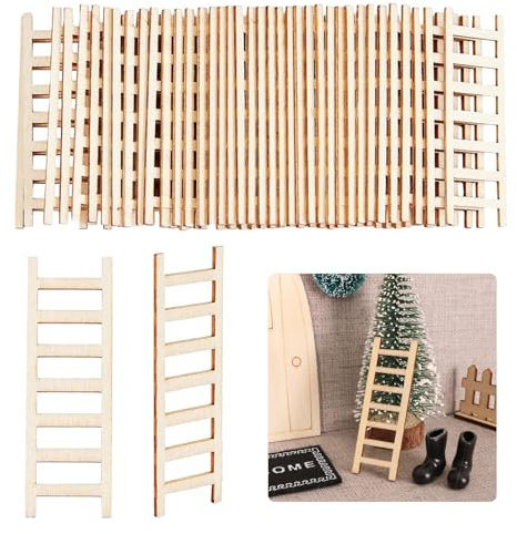 40 scale in legno in miniatura, 20 x 60 mm, mini scale in legno, decorazione da giardino, accessori da giardino, mini scaletta per giardino in miniatura, artigianato fai da te, micro oggetti di