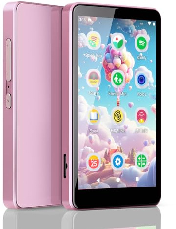 Kinder-MP3-Spieler mit Spotify, Elterngeräteüberwachung, Audible, Amazon Music, Libby, 4,0-Zoll-IPS-Kinder-Musik-Spieler mit bis zu 512 GB Speicher (Rosa)