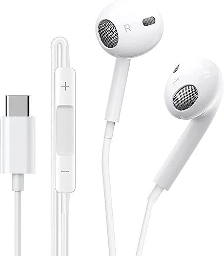 USB C Headphones,TYPE C Earphones Wired HiFi Stereo Noise reduction,USB C Headphones with mic Type C in ear Mic&Volume Control Earbuds for iphone 15 headphones,iPhone 15 Pro,Galaxy S23 A54 P40,Mate 40
