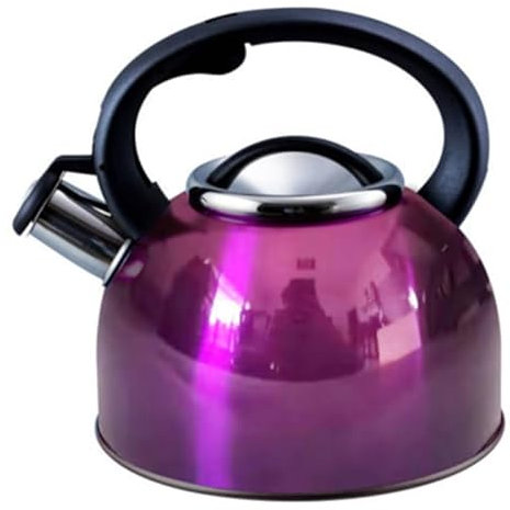Purple2.5L Stainless Steel Whistling Kettle - Suitable for Fishing, Camping, Hiking, Indoor & Outdoor | Camping Kettle for Gas Stove, Electric Stove, Camp Fire | Lightweight