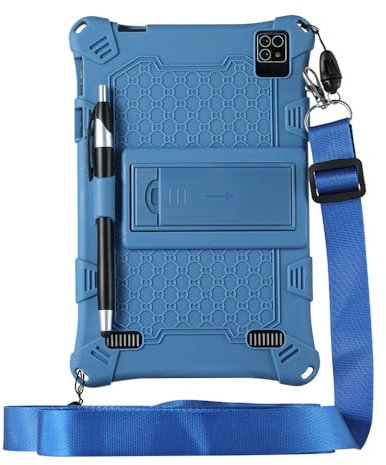 EGHFIXSD Étui en Silicone Souple pour Tablette PC 8 8,0 Pouces 3G/4G/5G Android Tablet PC Coque de Protection Antichoc 20,5 x 13 cm, Bleu avec Sangle, 8,0 Pouces
