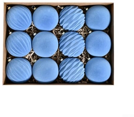 Aesthetic Appeal Weihnachtsschmuck aus Samt, weich strukturiert, beflockt, für Zuhause, Blau, 12 Stück