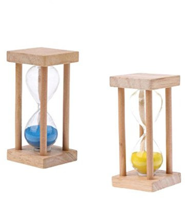 getuse Lot de 2 sabliers en bois avec cadre carré 5 minutes pour jeux de cuisine et décoration