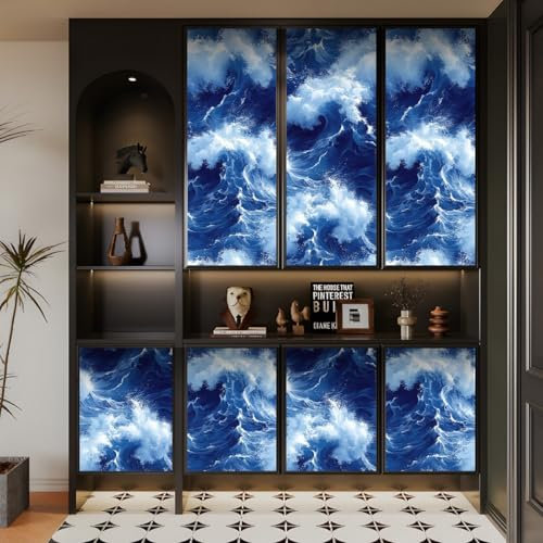 Cute Wallpapers 44wX500Lcm Blue Waves Damask Wallpaper Transform Your Living Space with Easy-to-Apply, repositionable Designs for Smooth Walls O5-10-635