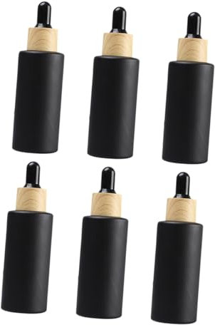 VICASKY 6 pièces Bouteilles Verre avec Pipette de Flacons Rechargeables Verre Opaque pour Huiles Essentielles et Soins Peau Légères et Pratiques pour Voyages