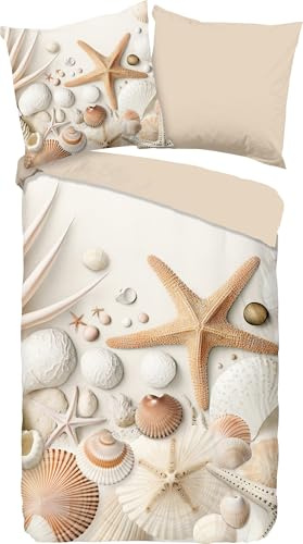 Good Morning Wendebettwäsche Cote Renforcé Sand Größe 1x 135x200 cm + 1x 80x80 cm