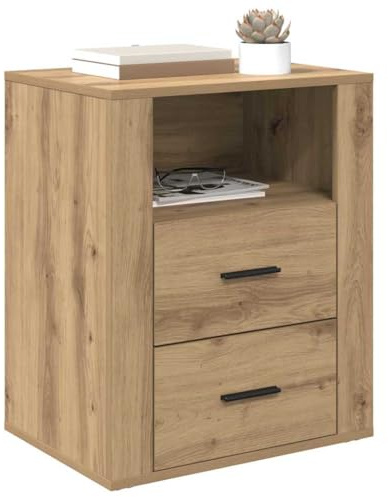 vidaXL Bedside Cabinet Artisan oak 50 x 36 x 60 cm Engineered wood, Modern Nightstand, Rectangular Bedside Cabinet, Elegant Storage Solution, Functional Side Table, Compact Bedroom Furniture