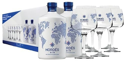 NORDES GIN CL 70 CONF. 2 BT + 6 CALICI MARCHIATI